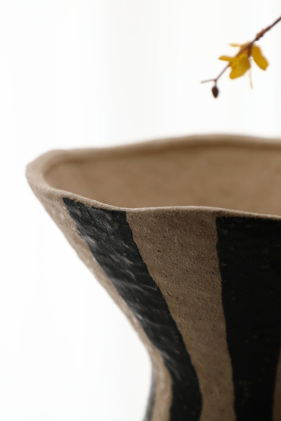 ADORNO COMPOTE W/BLACK STRIPE - SMALL