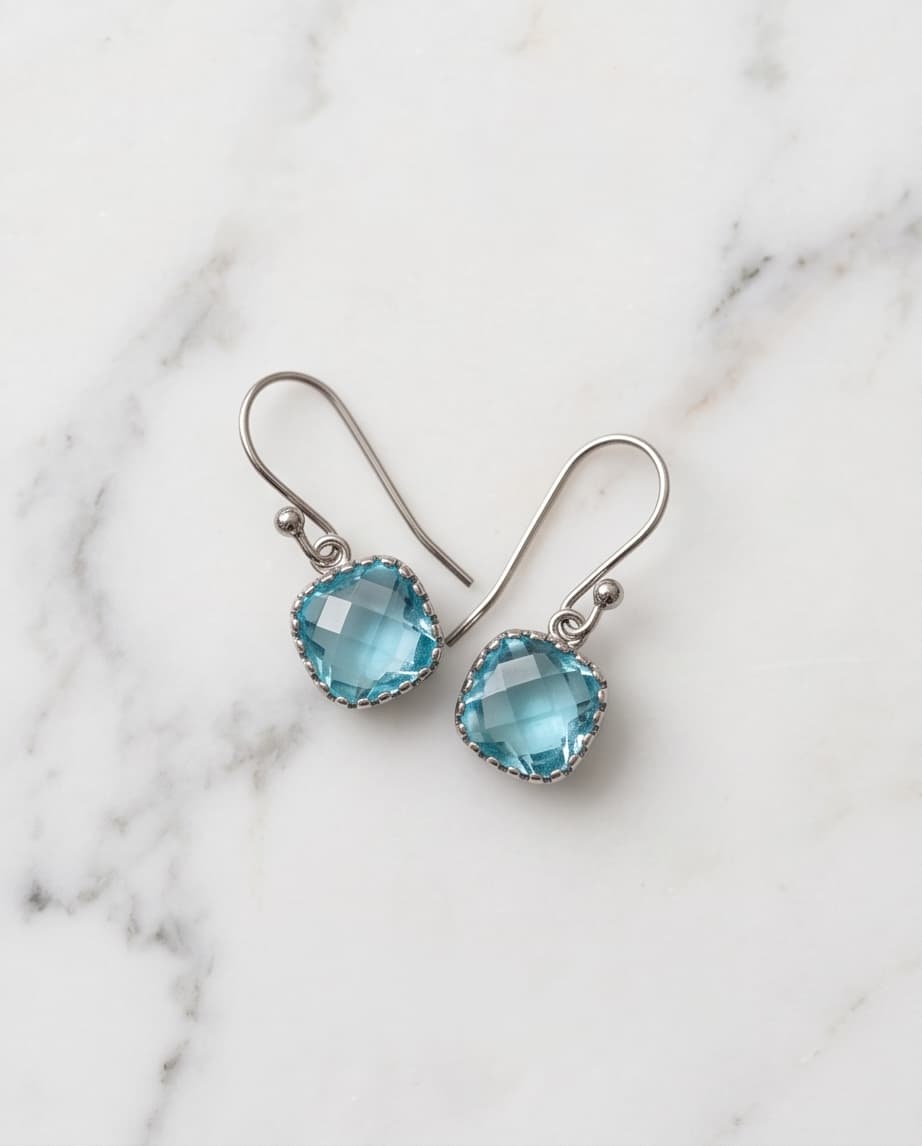 AMRAPALI EARRINGS - AQUAMARINE / SILVER
