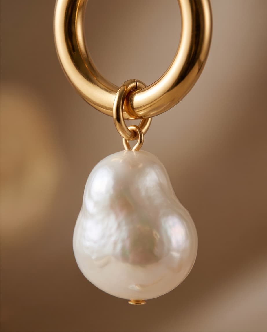 BAROQUE PEARL HOOPS - GOLD