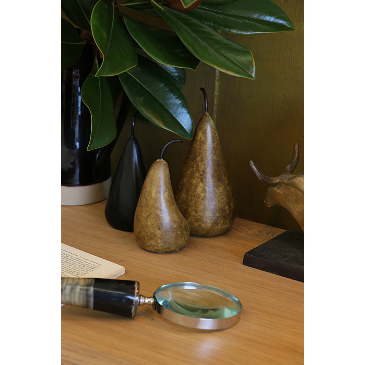BLACK MARBLE DECORATIVE PEAR - LARGE