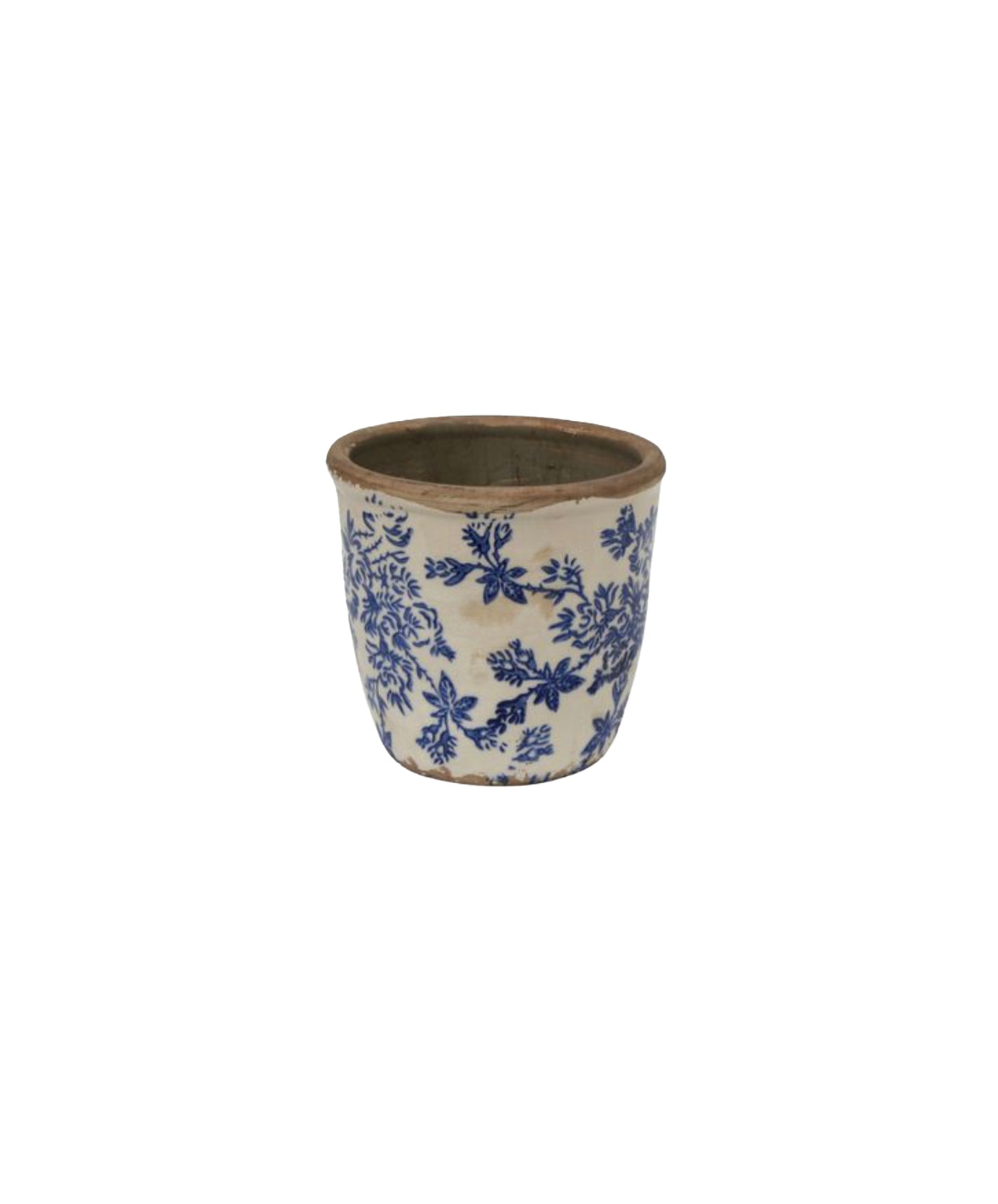 BLUE FLORAL HERB POT - SMALL