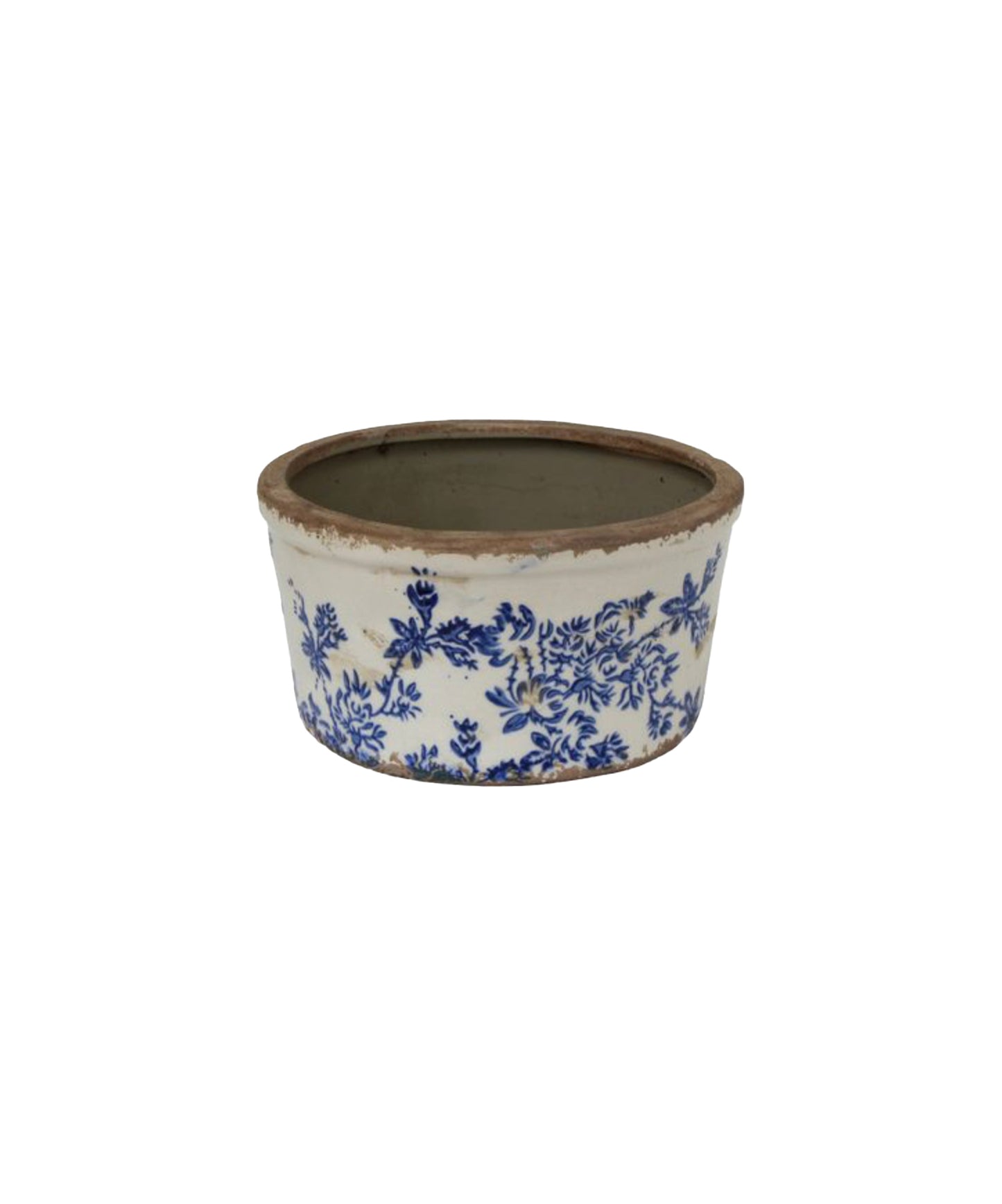 BLUE FLORAL WIDE POT - LARGE