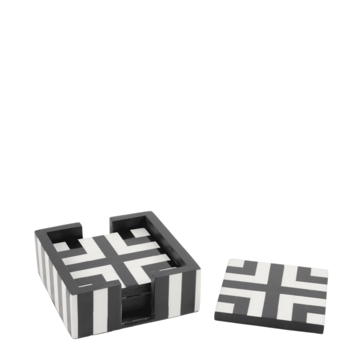 EBONY & IVORY COASTERS - SET OF 4