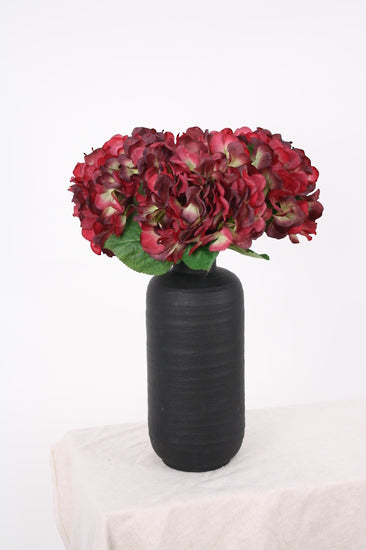 ELODIE REAL TOUCH HYDRANGEA 47CM - BURGUNDY