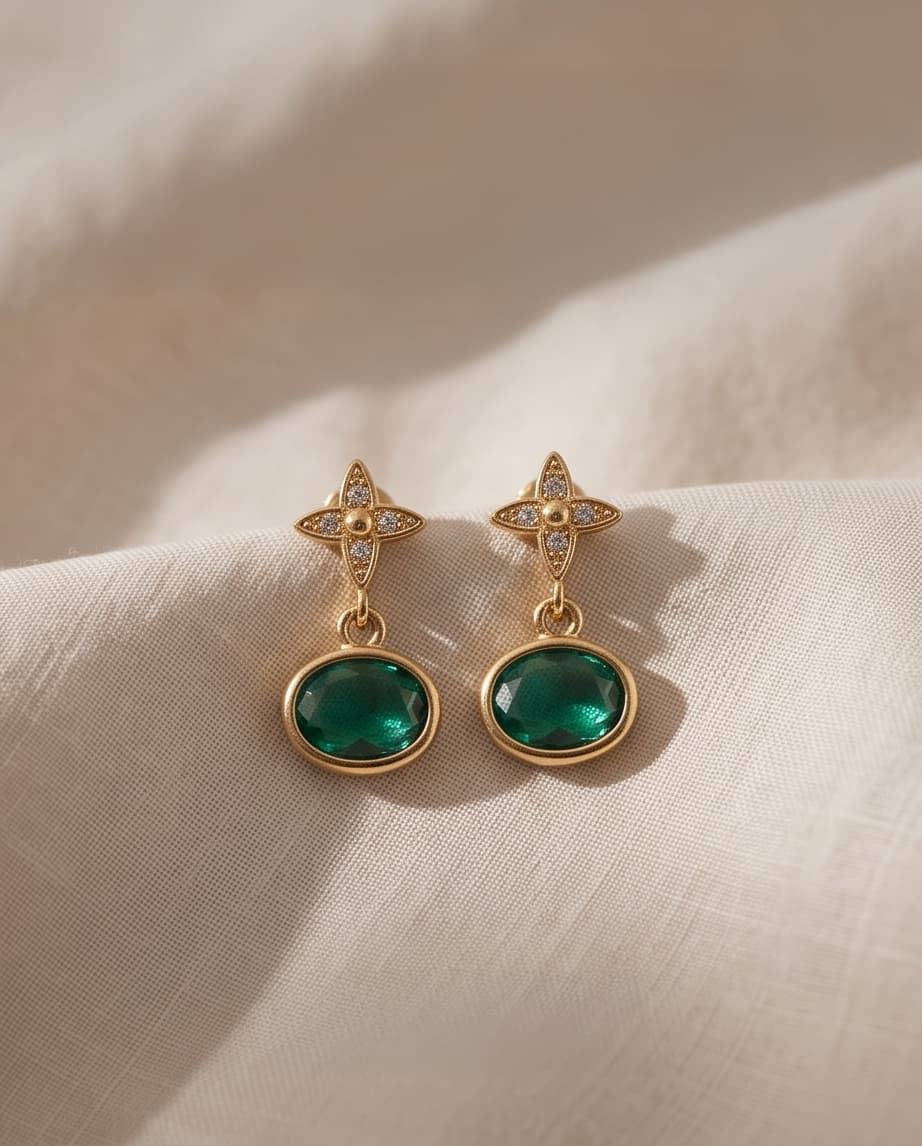 FIORE STUD EARRINGS - AQUAMARINE / GOLD