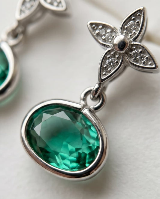 FIORE STUD EARRINGS - AQUAMARINE / SILVER