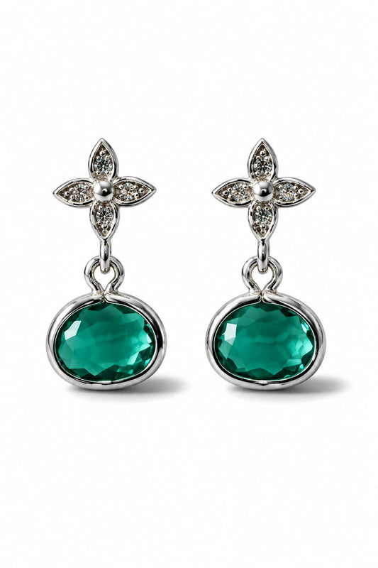 FIORE STUD EARRINGS - AQUAMARINE / SILVER