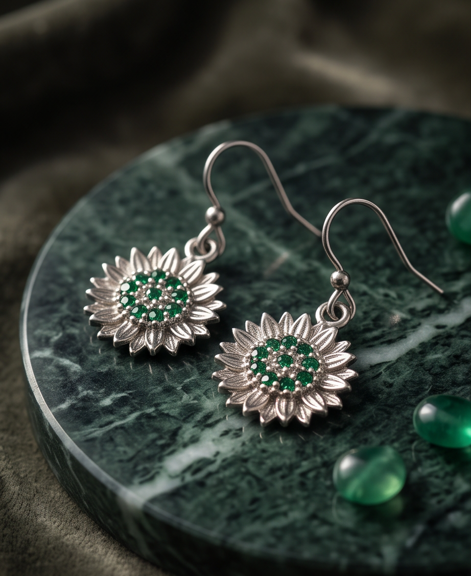 HARPER SUNFLOWER EARRINGS - EMERALD