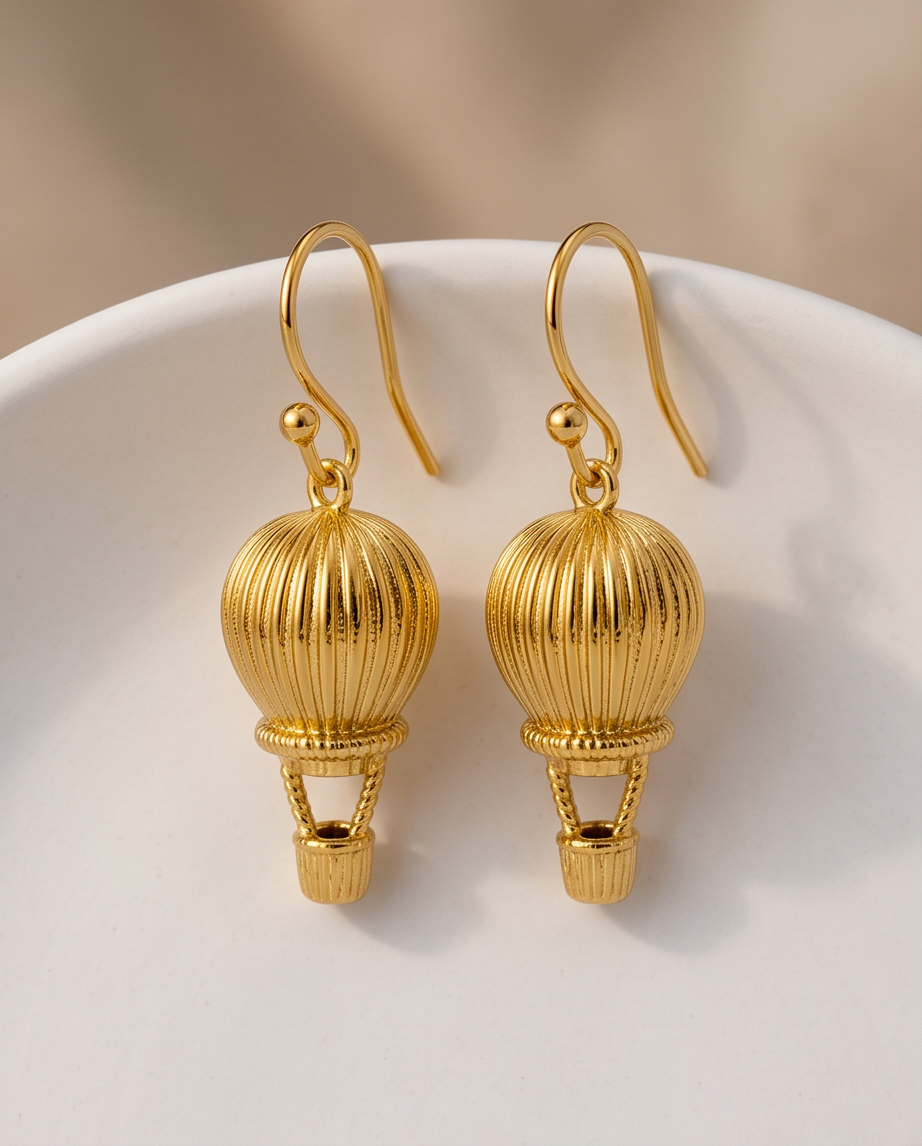 HOT AIR BALLOON EARRINGS - GOLD