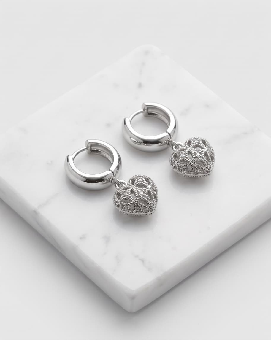 PUFFED WITH LOVE HUGGIE EARRINGS - SILVER