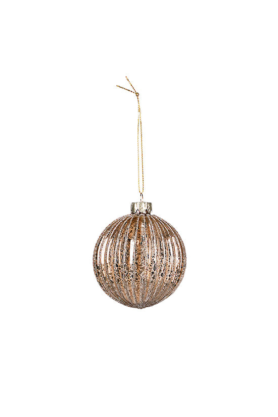 RIBBED GLASS BAUBLE - GOLD