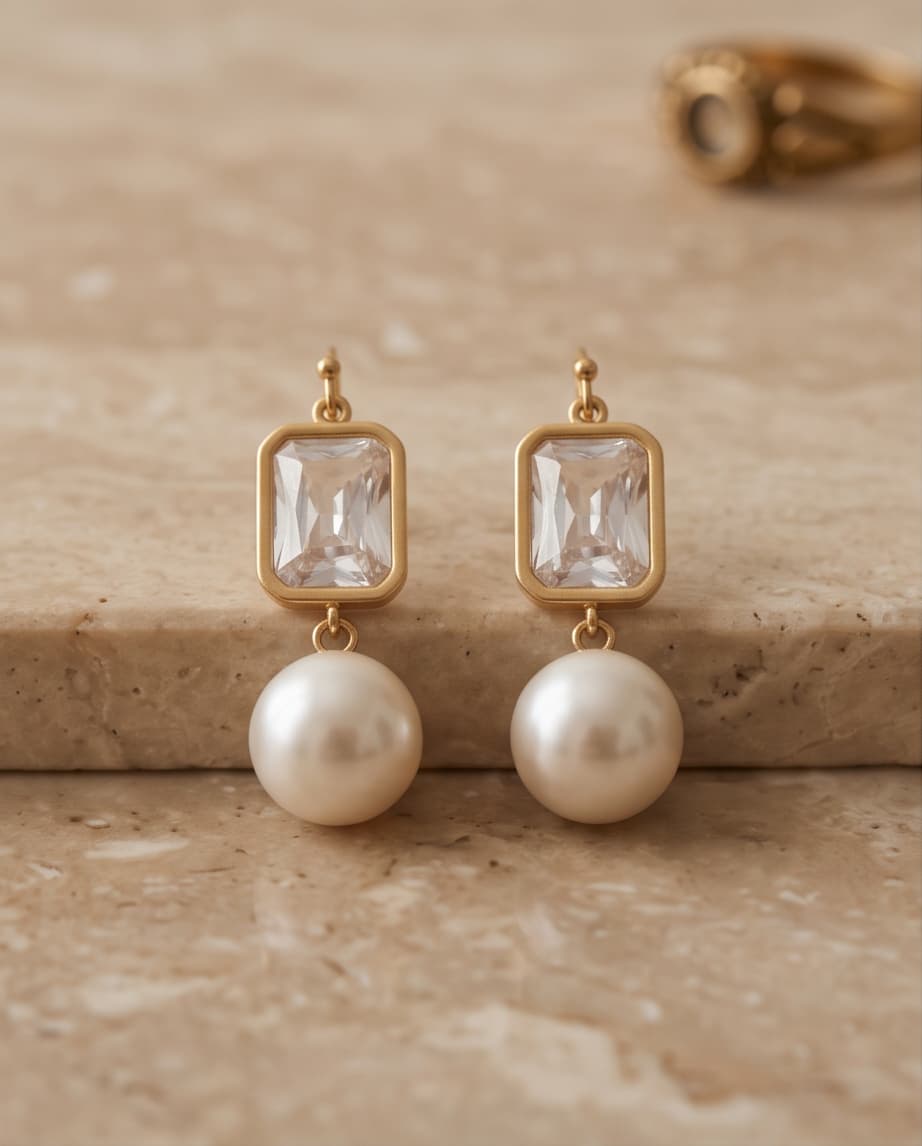 RILEY PEARL EARRINGS - GOLD