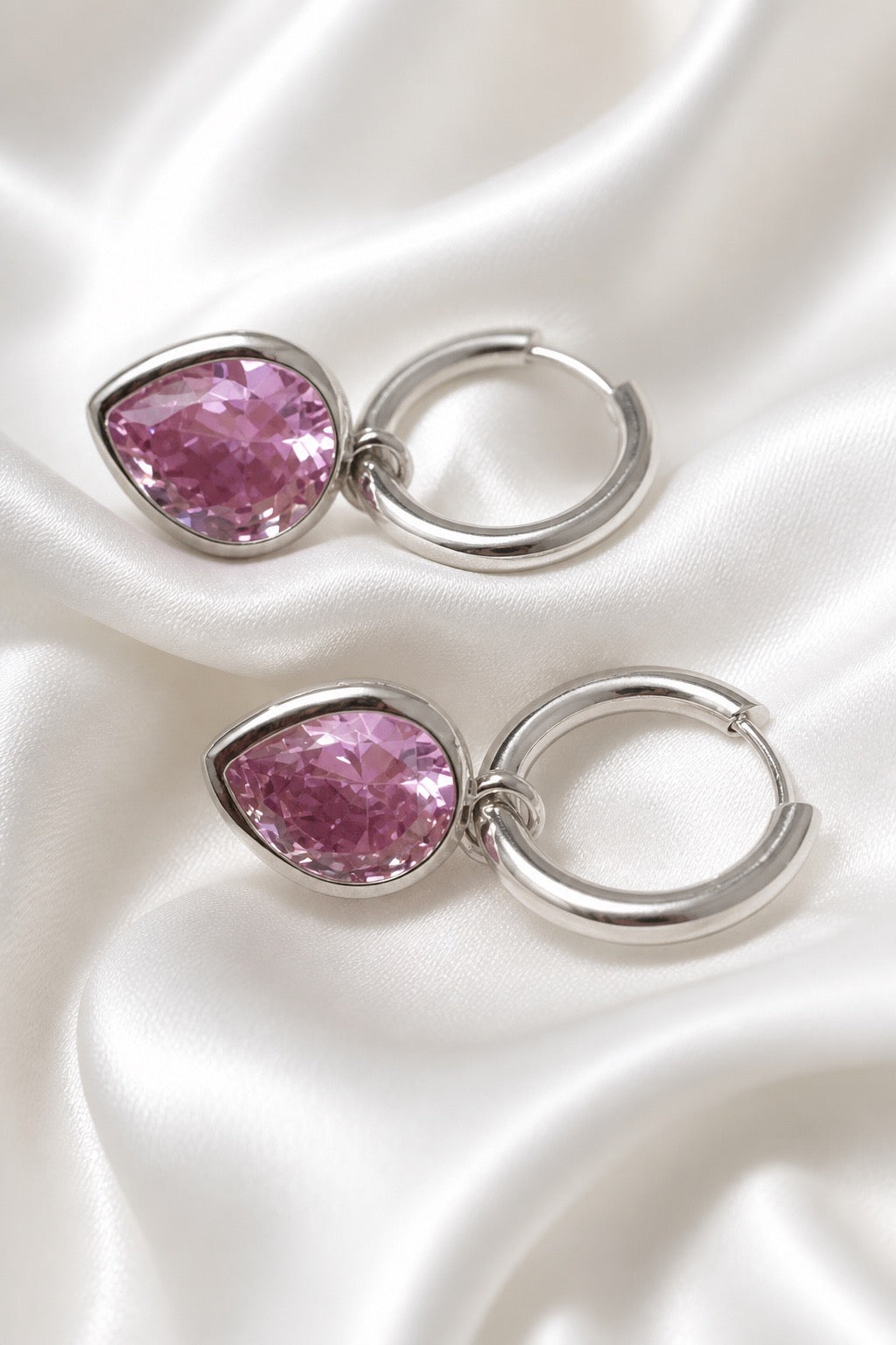 ROSE PINK DEWDROPS - SILVER