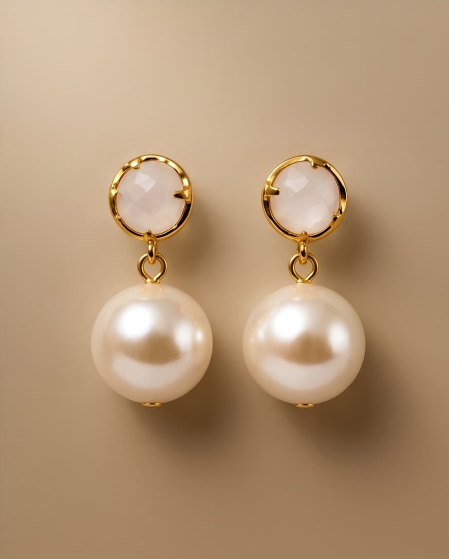 ROSE QUARTZ & PEARL STUD EARRINGS