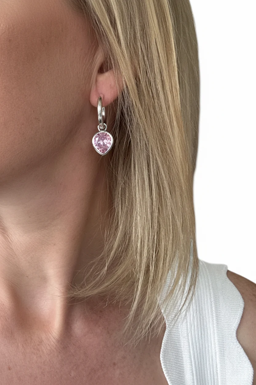 ROSE PINK DEWDROPS - SILVER