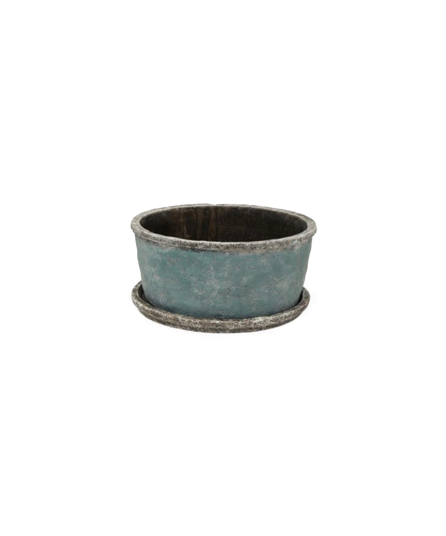 SEA BLUE WIDE PLANT POT & SAUCER - LARGE