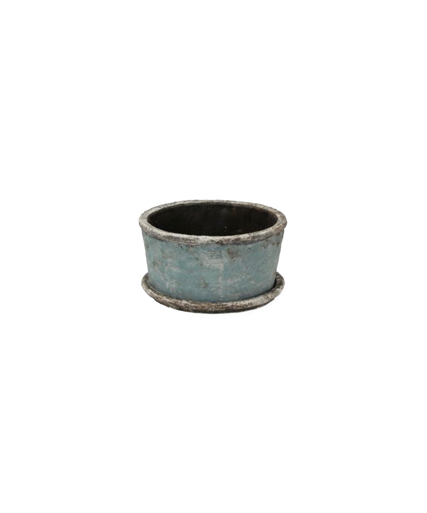 SEA BLUE WIDE PLANT POT & SAUCER - SMALL