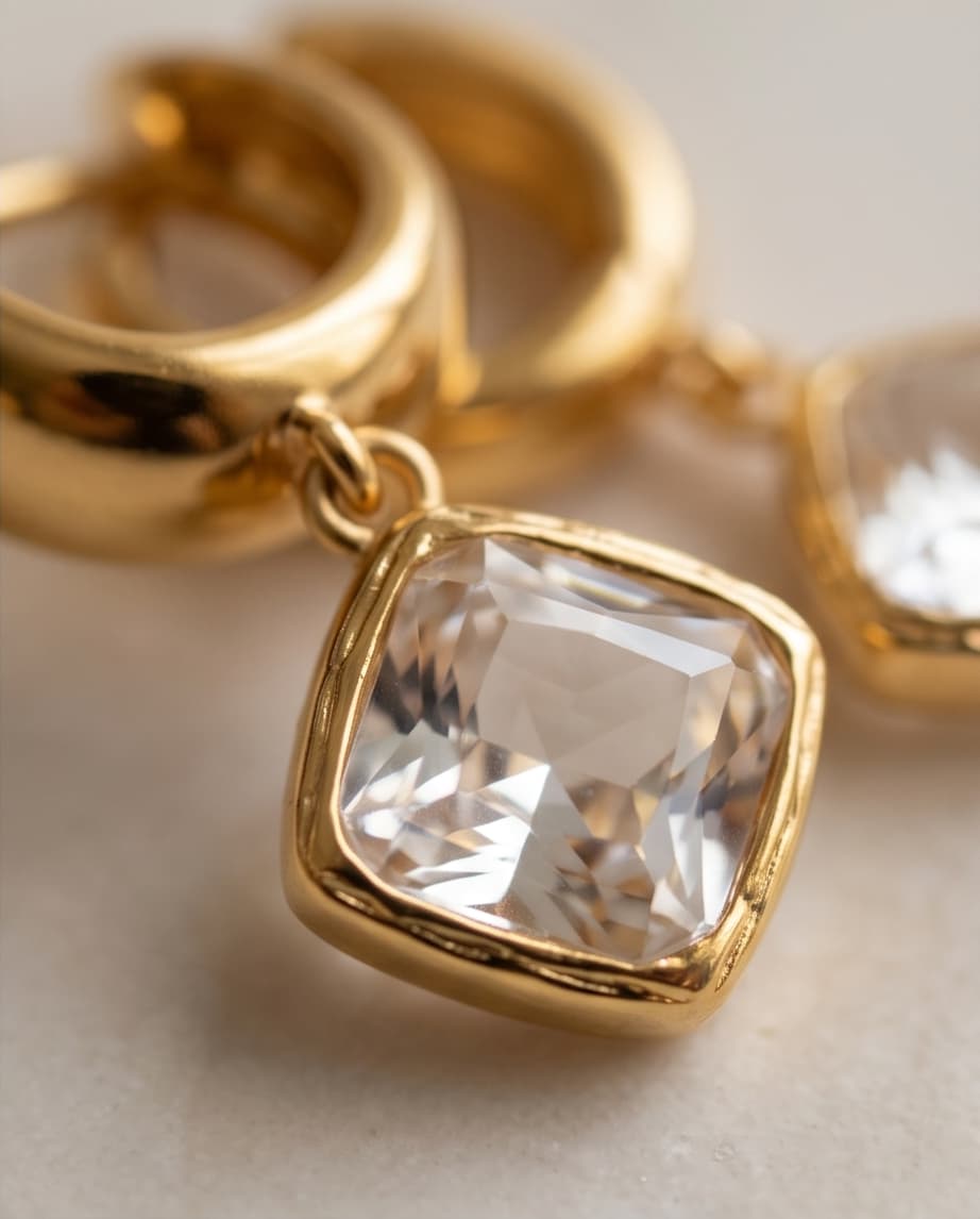 SERAPHINA HUGGIE EARRINGS - CLEAR CRYSTAL