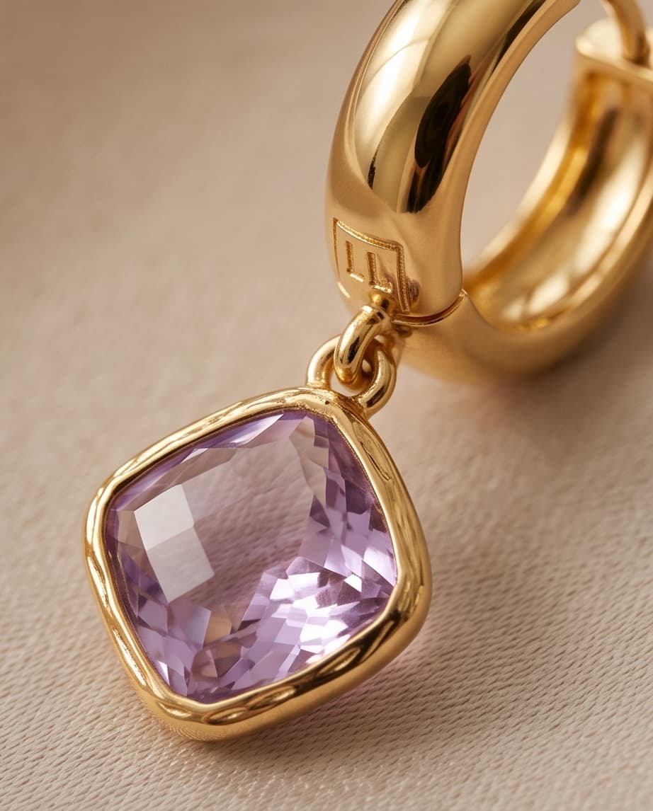 SERAPHINA HUGGIE EARRINGS - LIGHT AMETHYST / GOLD