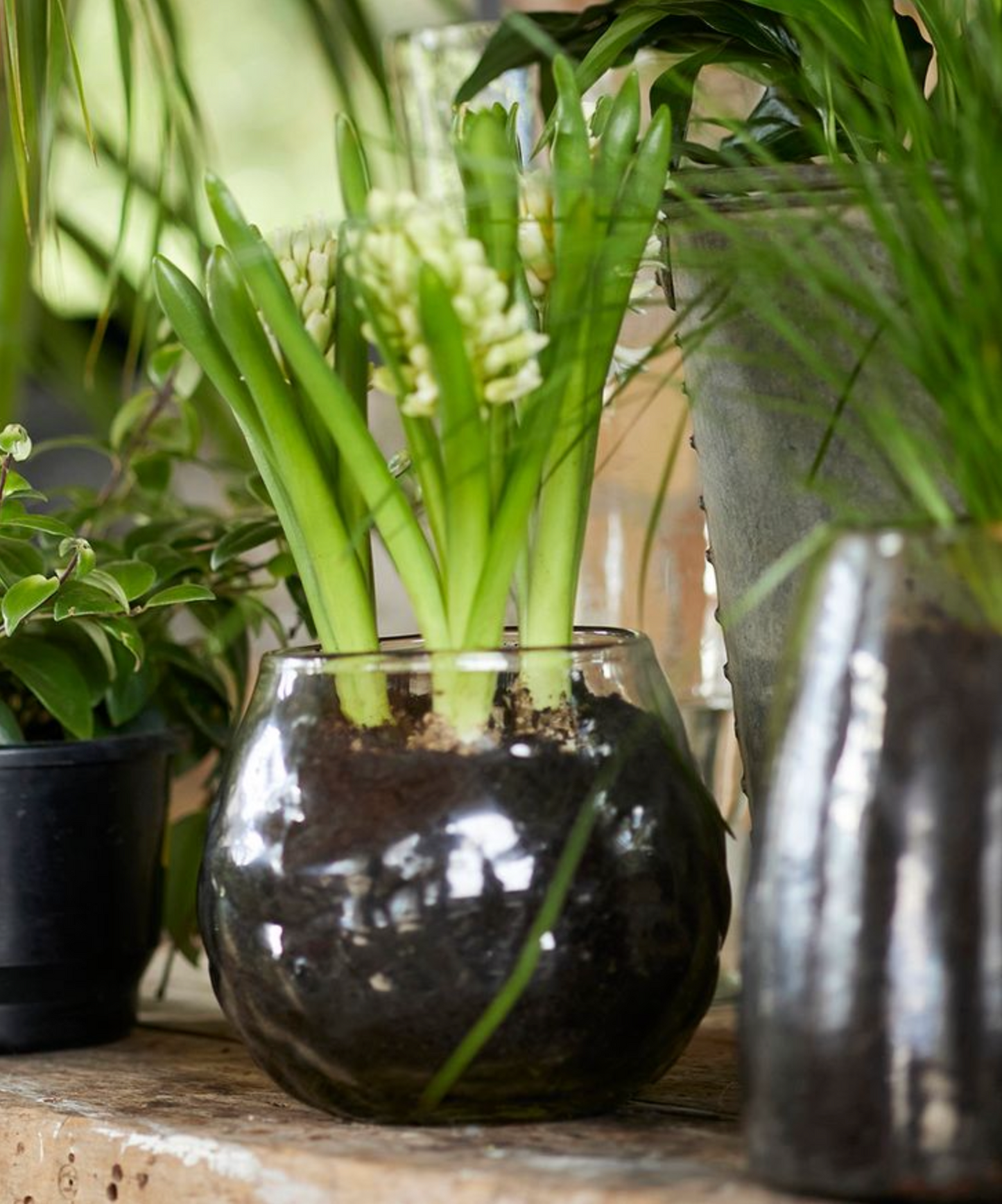DAPPLED CLEAR GLASS BOWL VASE