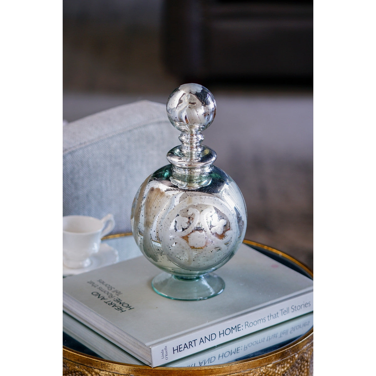 ANTIQUE MIRRORED VASE - ROUND