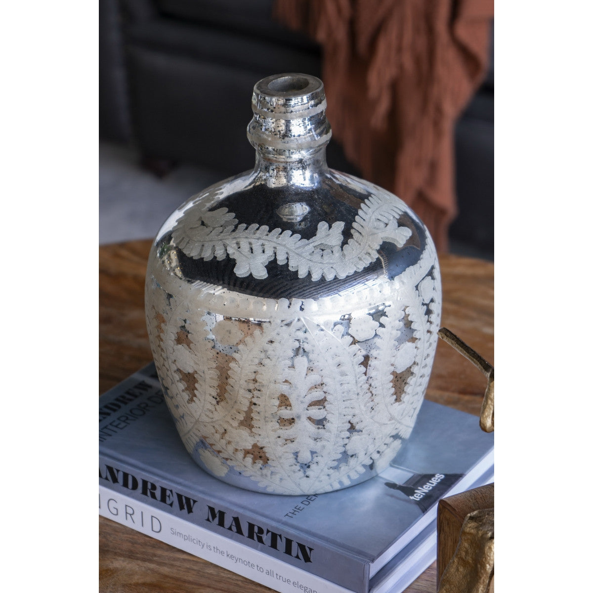 ANTIQUE MIRRORED VASE - SHORT