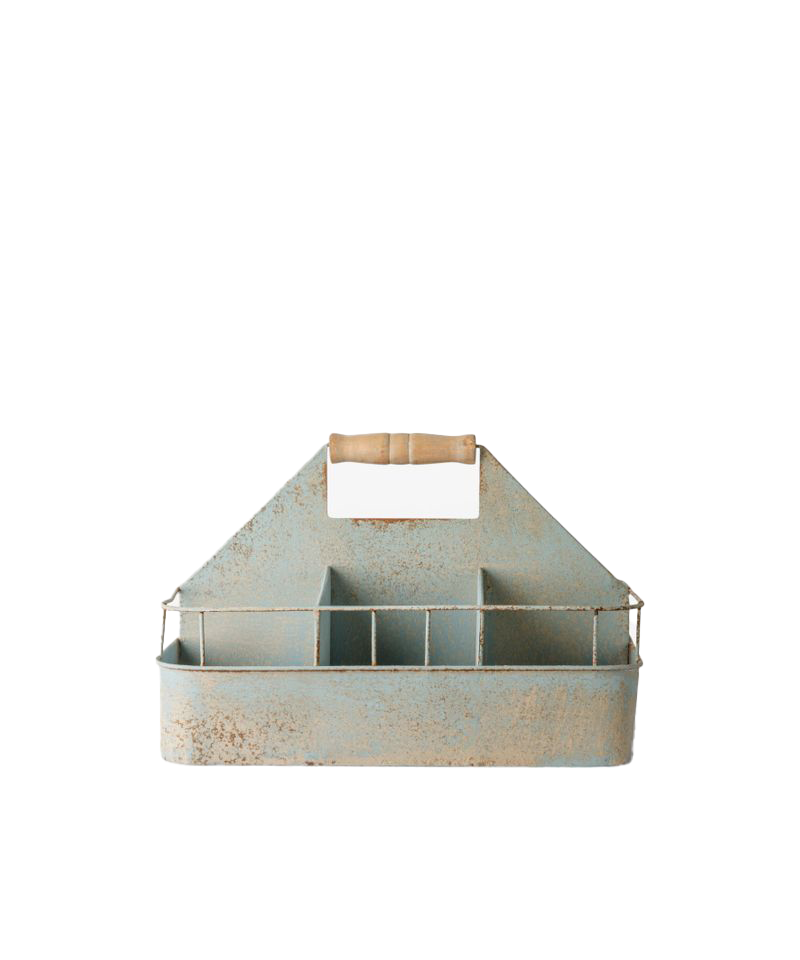 PRE ORDER: VINTAGE METAL GARDEN TOOL CRATE - ANTIQUE BLUE