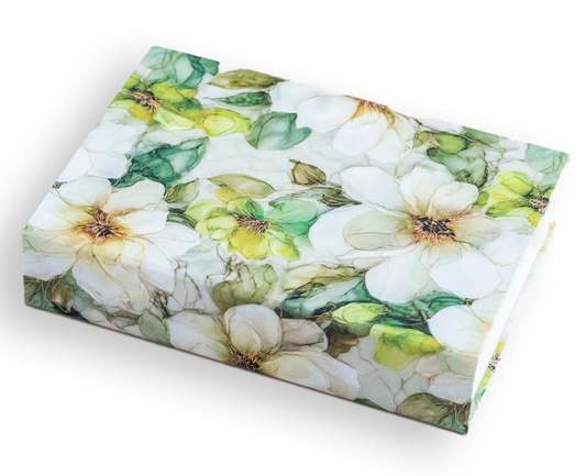 WHITE & LIME FLOWERS JOTTER PAD