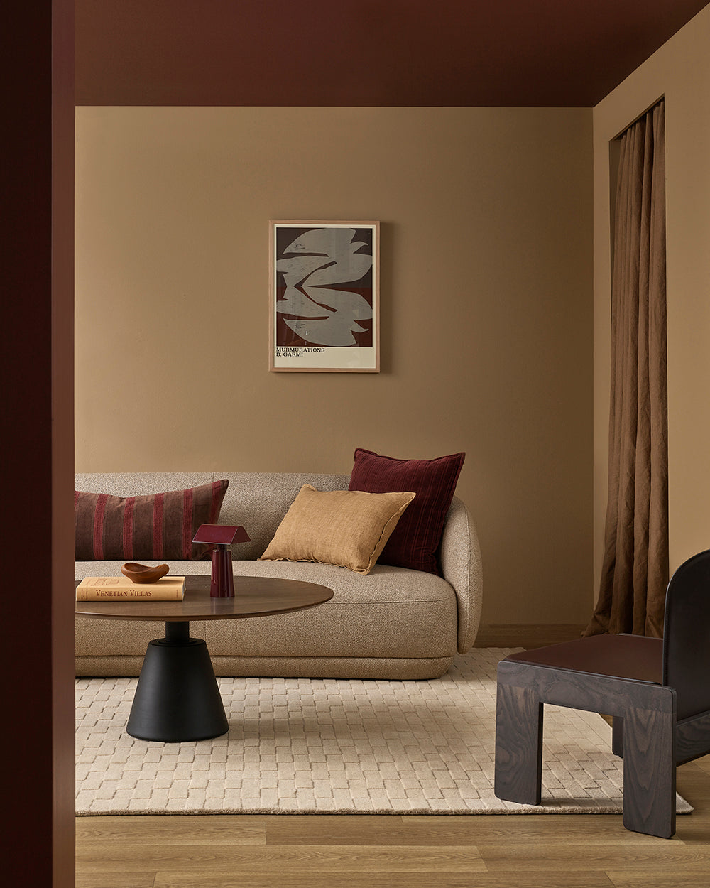 HUXLEY LODGE CUSHION - CHOCOLATE / CHERRY