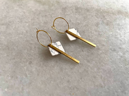 DIAMOND MARBLE EARRINGS - WHITE