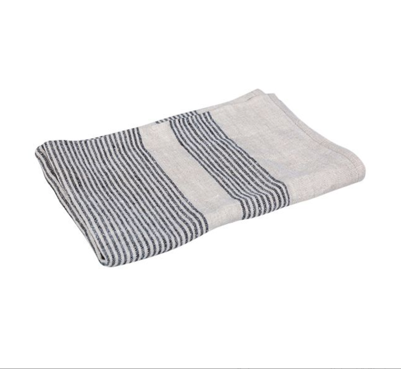 WOVEN LINEN MULTI STRIPE TEA TOWEL - NATURAL & BLACK