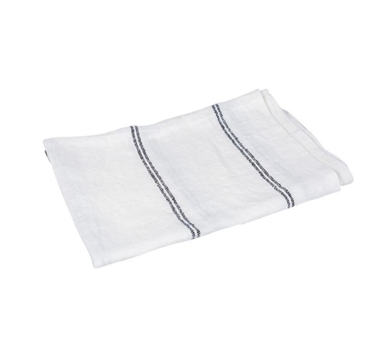 WOVEN LINEN STRIPE TEA TOWEL - OFF WHITE & BLACK