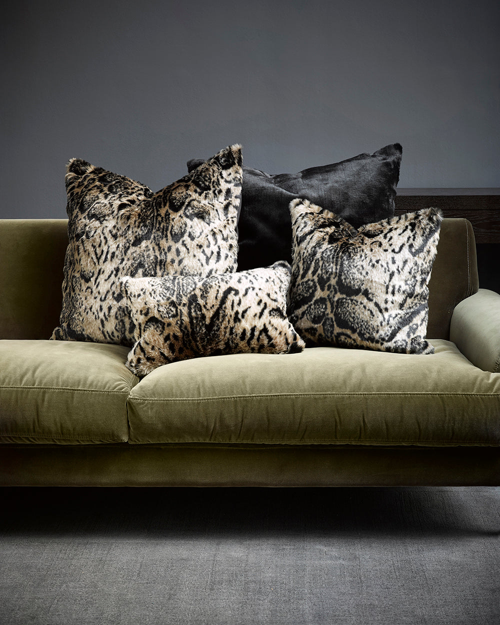 AFRICAN LEOPARD FAUX FUR CUSHIONS