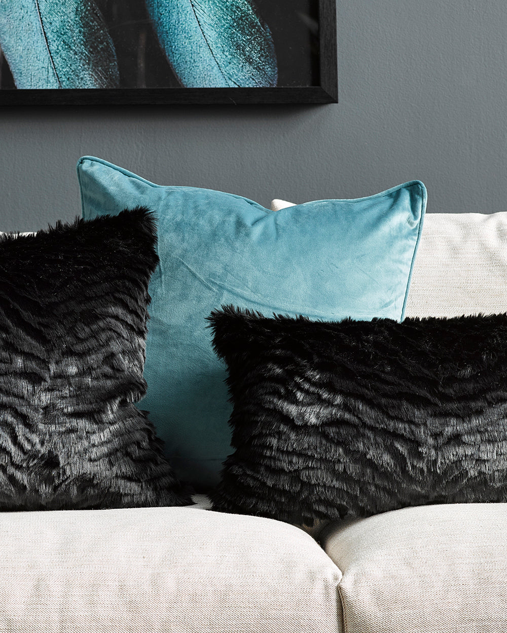 BLACK TIGER FAUX FUR CUSHIONS