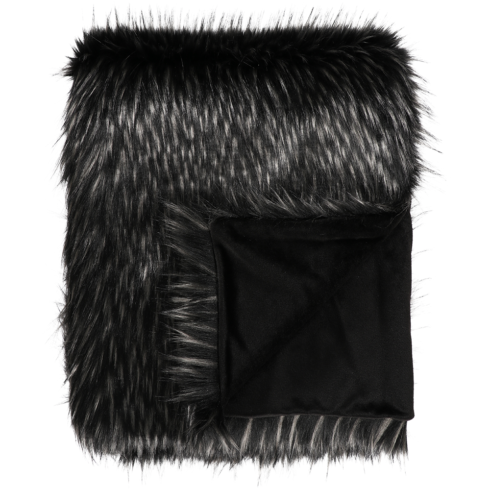 EBONY PLUME FAUX FUR THROW