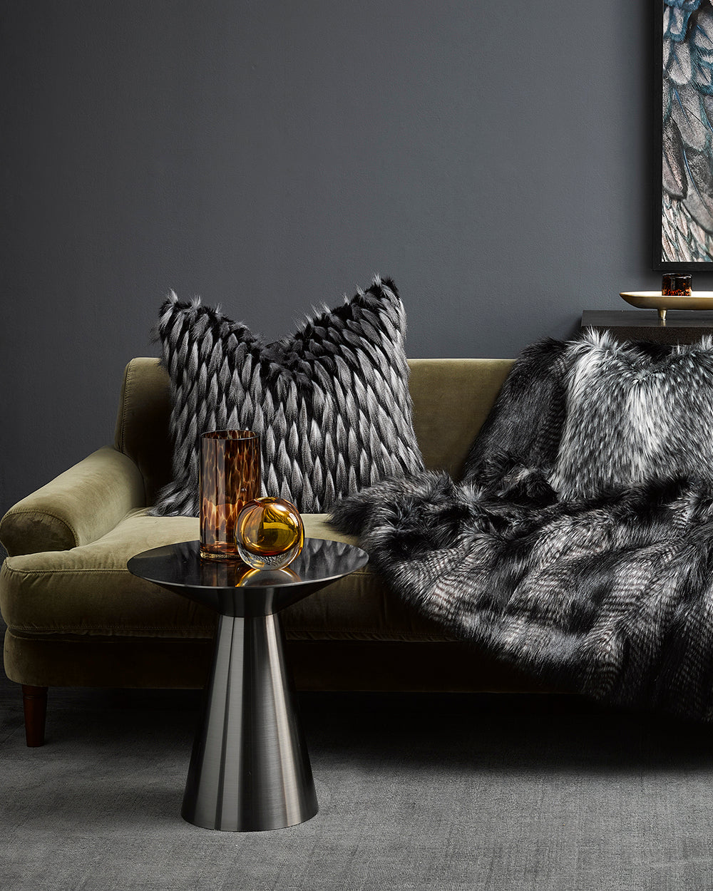 GUINEA FOWL FAUX FUR CUSHIONS