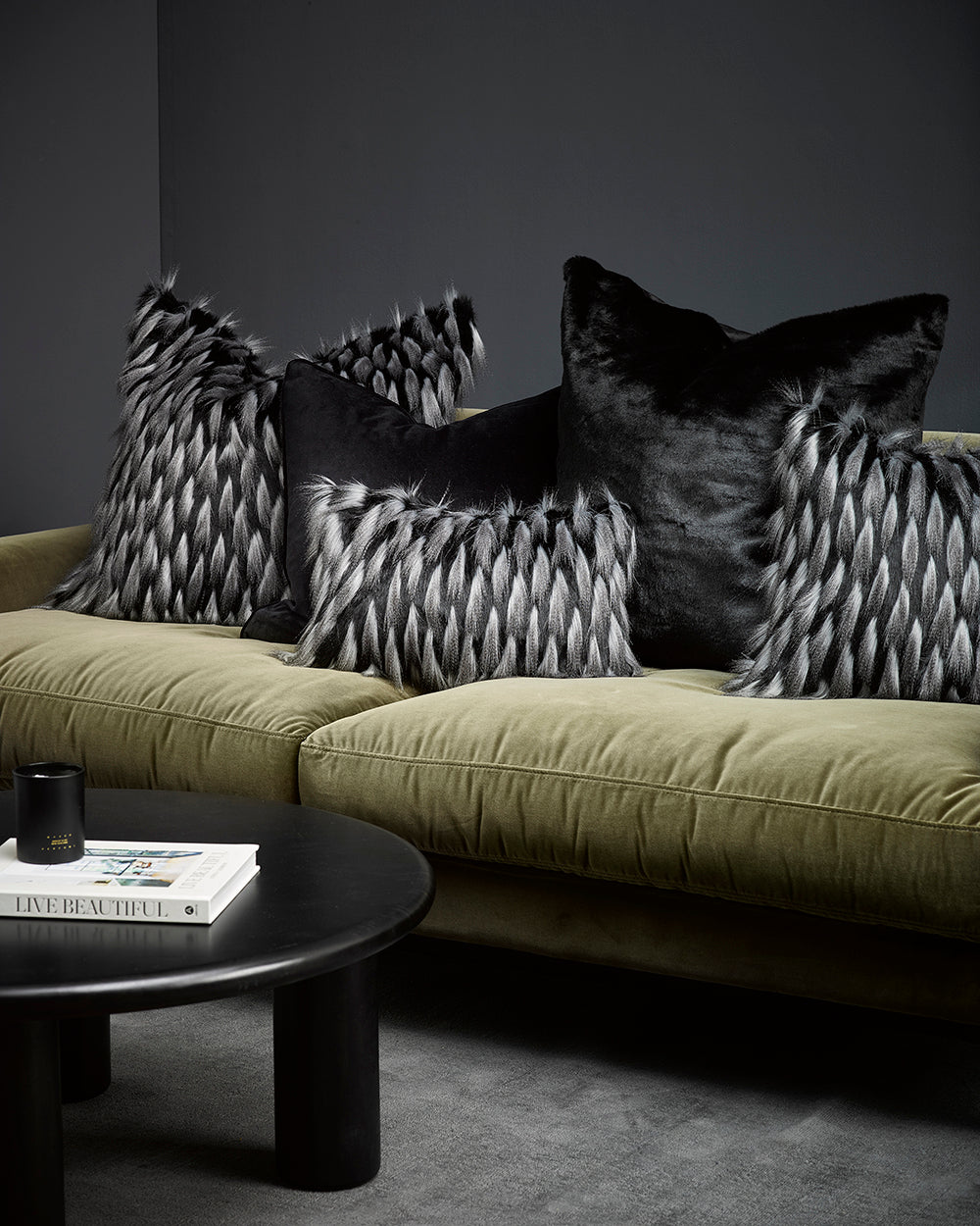 GUINEA FOWL FAUX FUR CUSHIONS