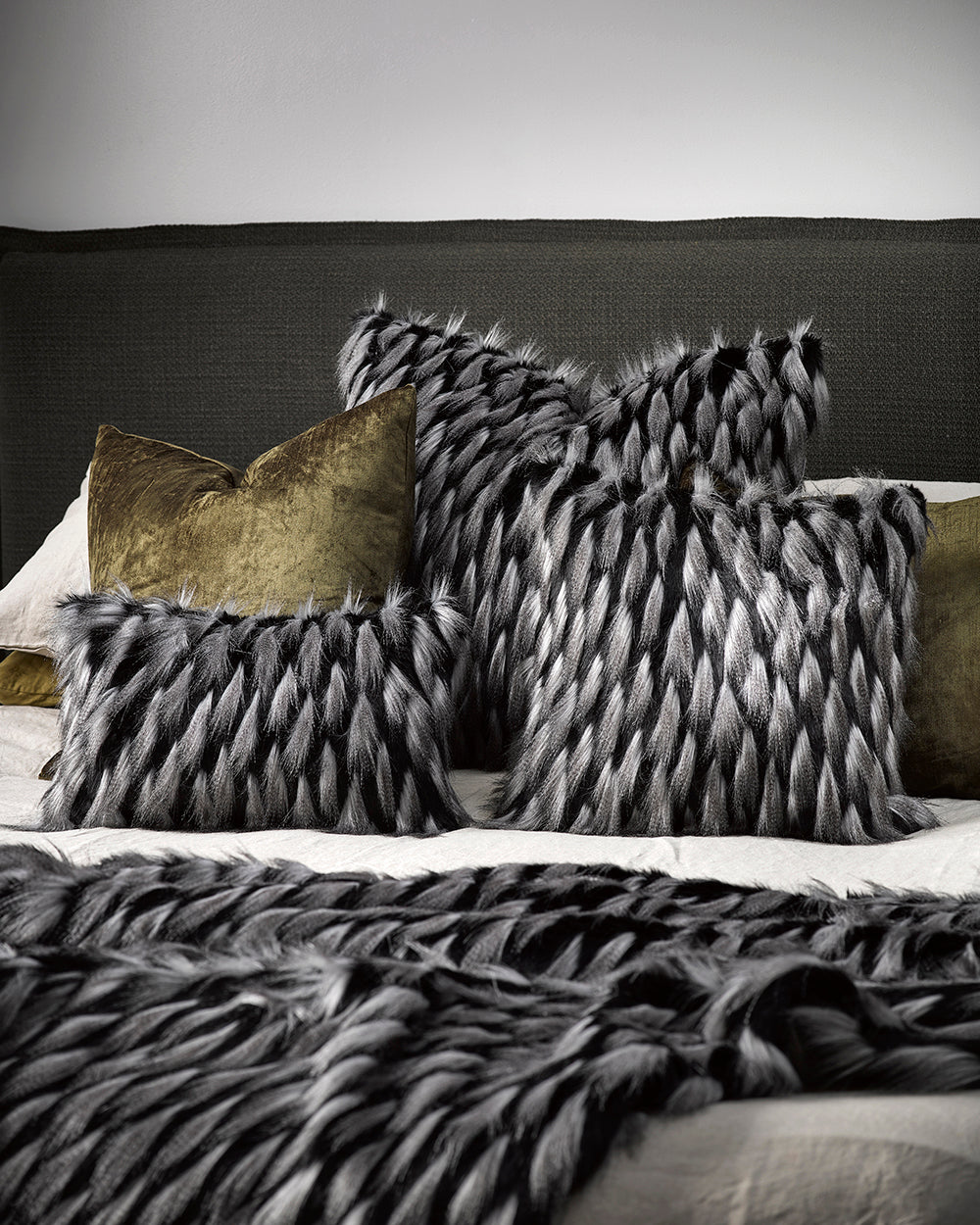 GUINEA FOWL FAUX FUR CUSHIONS