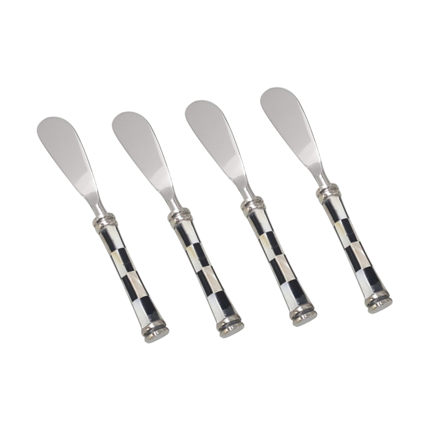 CHECKER BLACK & WHITE STAINLESS STEEL AND BONE SPREADERS SET