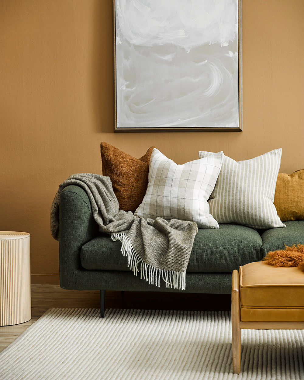 MARTINBOROUGH NZ LAMBS WOOL THROW - OLIVE