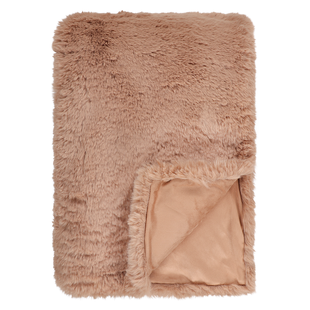 PELE TOASTED COCONUT FAUX FUR THROW