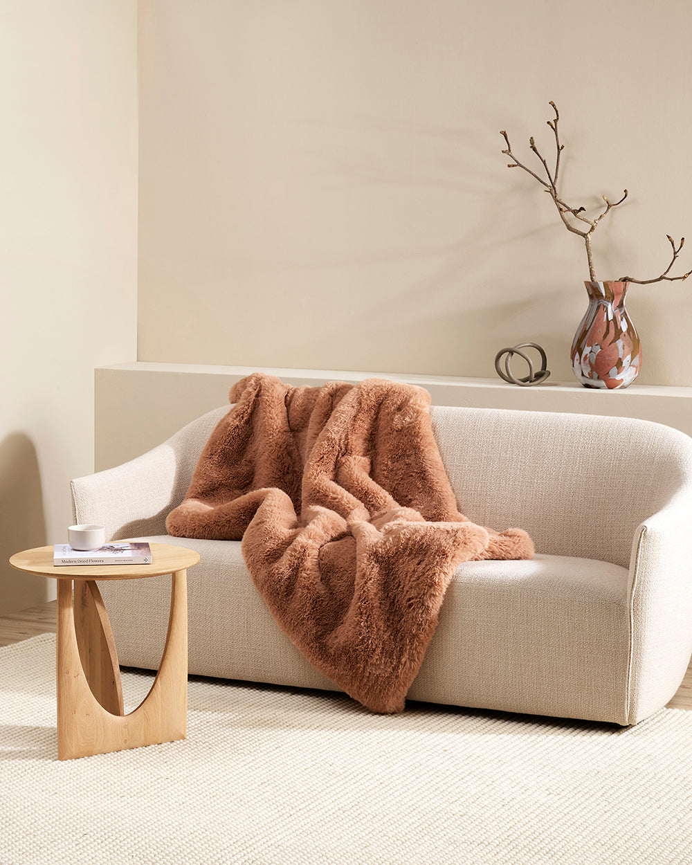 PELE TOASTED COCONUT FAUX FUR THROW