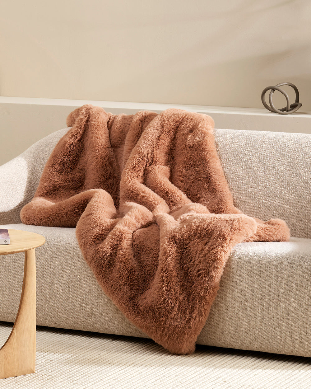PELE TOASTED COCONUT FAUX FUR THROW