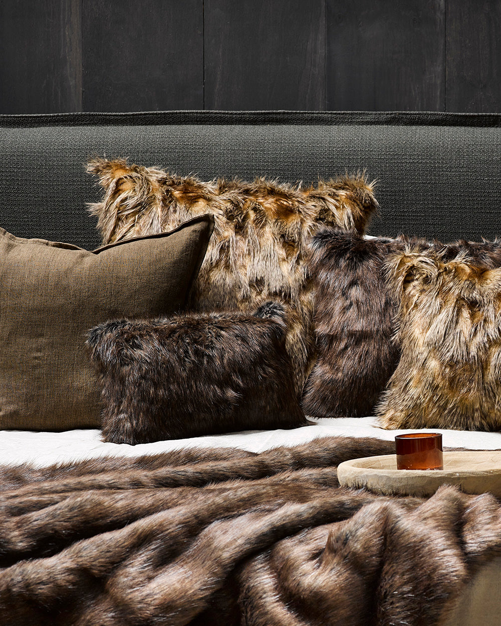 RED FOX FAUX FUR CUSHIONS