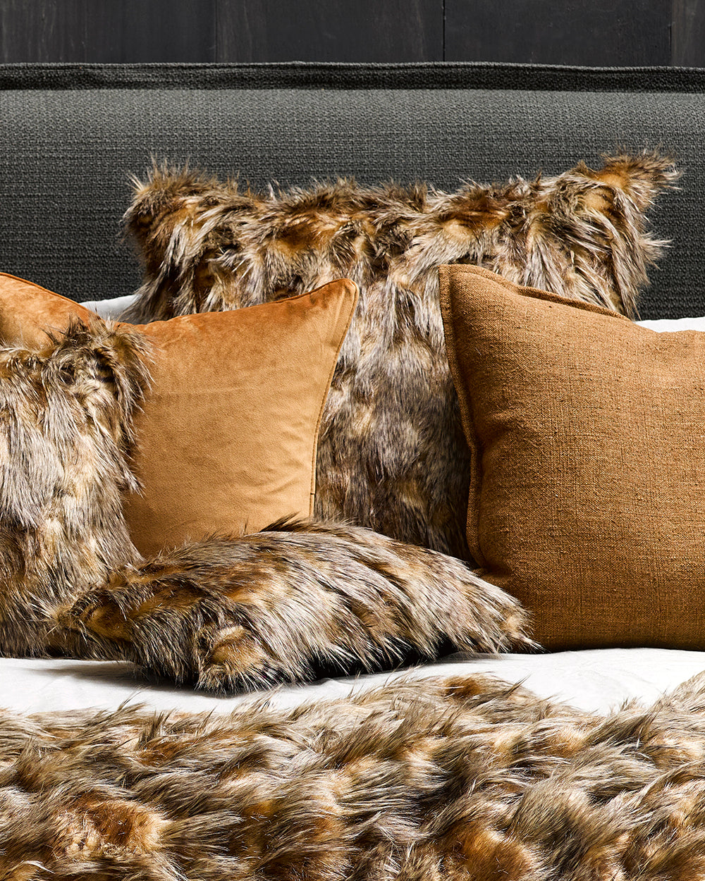 RED FOX FAUX FUR CUSHIONS