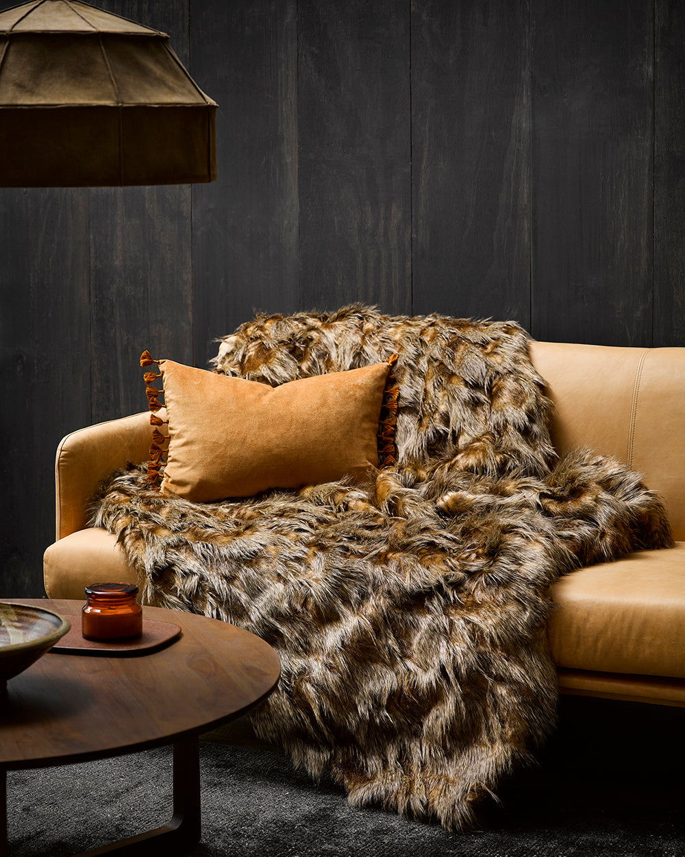 RED FOX FAUX FUR THROW