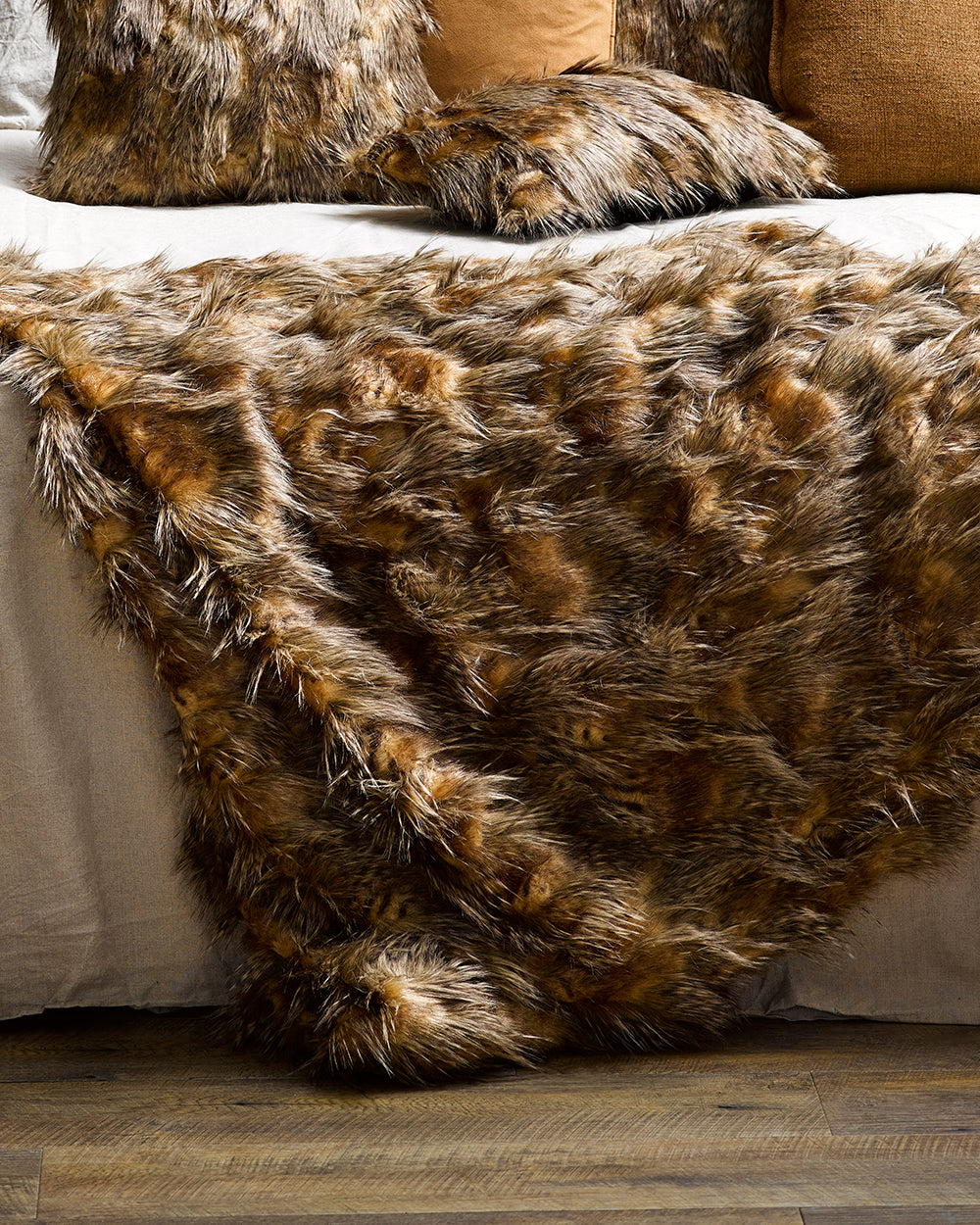 RED FOX FAUX FUR THROW
