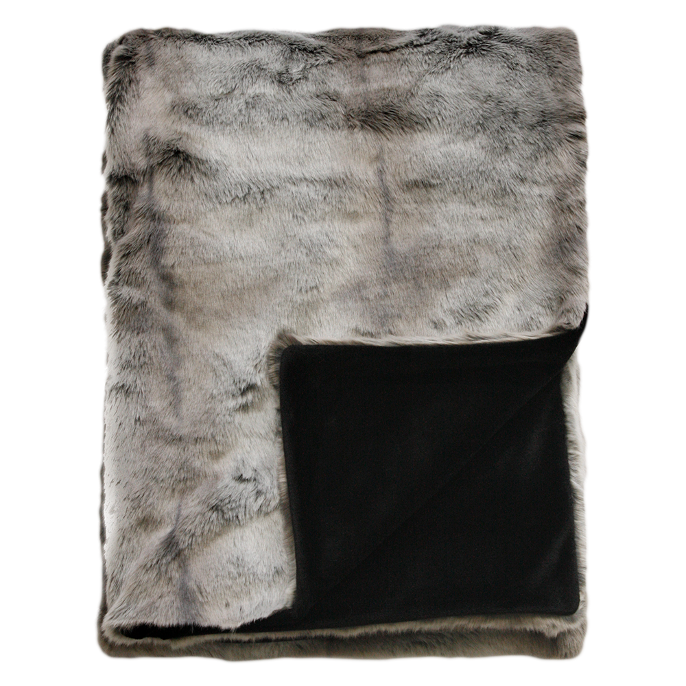 SILVER MARTEN FAUX FUR THROW