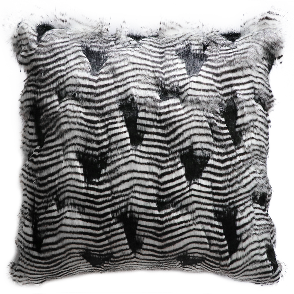 SILVER PHEASANT FAUX FUR CUSHIONS