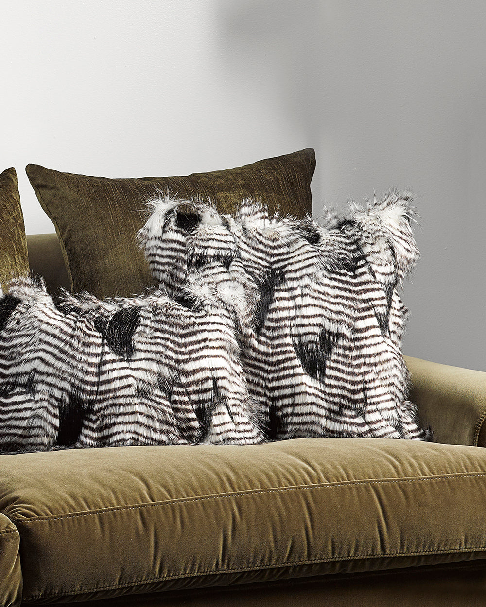 SILVER PHEASANT FAUX FUR CUSHIONS